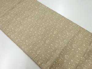 アンティーク　草花模様織出し袋帯（材料）